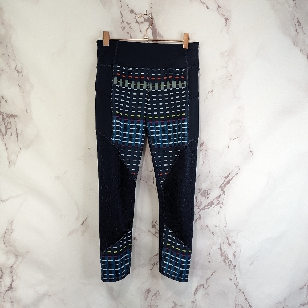 Athleta Leggings Womens XS Blue Capri Lattice Crop Mid Rise Timeless Contender